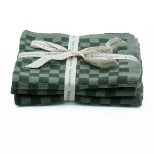 Chekka Knitted Washcloths / Sage