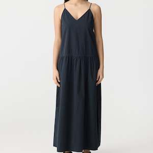 Bassike / Crushed Cotton Drawcord Dress / Ink