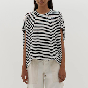 Bassike / Stripe Circle Tank / Black + White