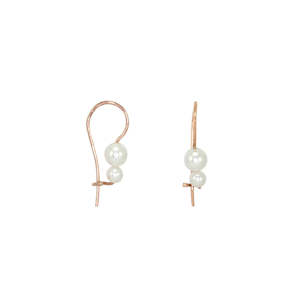 Double Pearl Earrings / French Hook / Rose Gold