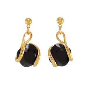 Black Crystal Drop Stud Earring