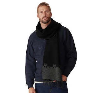 RM Williams / Logo Jacquard Scarf / Black + Charcoal