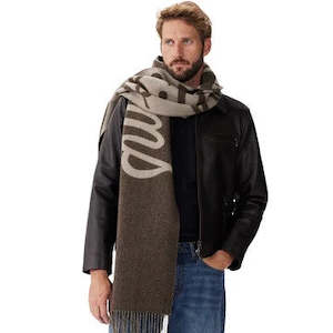 RM Williams / Script Jacquard Scarf / Oatmeal