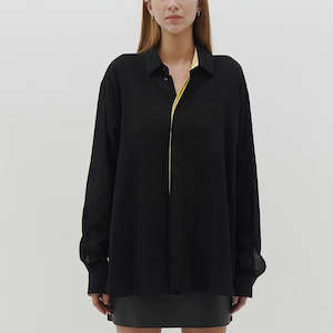 Bassike / Relaxed Gauze Cotton Shirt / Black