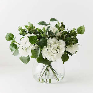 Hydrangea Mix In Vase / White