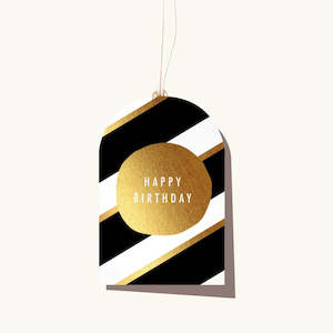 Elm / Gift Tag / Black Stripe Bithday