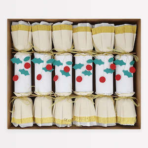 Meri Meri / Christmas Crackers / Holly Berry & Gold / Set 6