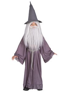 Game Of Thrones Costumes: Gandalf Wig & Beard Kit for Kids & Adults - Warner Bros Lord of the Rings