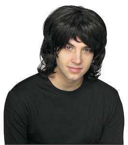 Shag 70s Black Wig for Adults