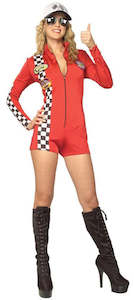 Red Racer Short Romper Costume for Adults