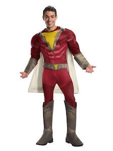 Shazam Costumes: Shazam Deluxe Costume for Adults - Warner Bros Shazam!