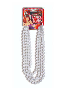 Flapper Roaring 20's Plastic Pearl Bead Necklace - White