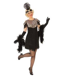 Fabulous Flapper Black & Gold Costume for Adults