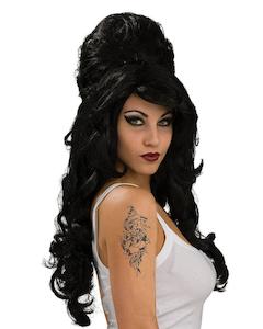 Grand Prix Costumes Accessories: 1960s Black Beehive Wig for Adults