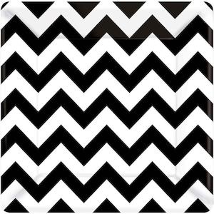 Black and White Chevron 10" Luncheon Plate - Pack of 18