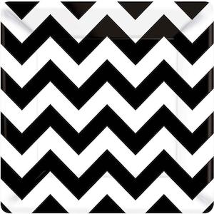 Black and White Chevron 7" Cake Plates - Pack of 18