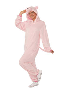 Pig Furry Hooded Onesie Costume for Adults