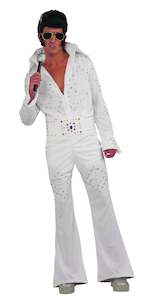 Costumes Starting With V: Vegas Superstar White Jumpsuit Costume for Adults