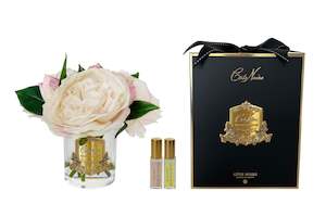 CLRA: * DISCONTINUED * Cote Noire Premium Peonies & Rose Buds - Champagne & Gold Badge - LS32