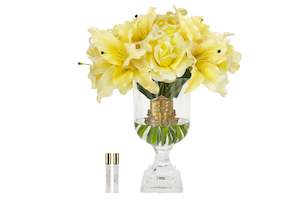 ** NEW ** Cote Noire Versailles Lilies & Roses Bouquet - Gold & Ivory White - VLR08