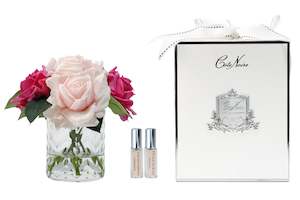 HF: * CHRISTMAS * Cote Noire Herringbone Flower - French Roses Mixed Pink - LS27