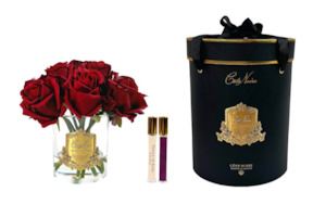 Perfumed Flowers: ** NEW ** Cote Noire Premium Bouquet - Red Rose Buds - Clear - Gold Badge - GRB04