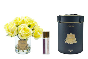 Perfumed Flowers: Cote Noire Premium Rose Bud Bouquet - Yellow Rose Buds - Clear - Gold Badge - GRB08