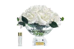 ** NEW ** Cote Noire Luxury Centrepiece -French Rose Bouquet - White & Gold badge - CPL01