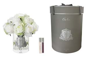 **NEW** Cote Noire Luxury Grand Rose Bud Bouquet - Green & White - Silver Badge - LRB12