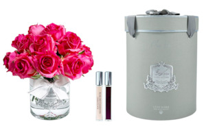 Cote Noire Luxury Grand Rose Bud Bouquet - Magenta - Silver Badge  - LRB07