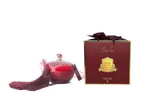 Limited Edition Candles: Cote Noire Round Art Deco Candle - Red & Gold - Rose oud - GML30007