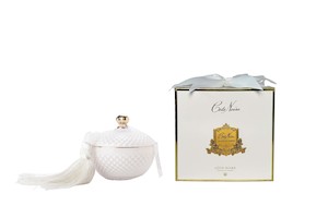 Cote Noire Round Art Deco Candle - White & Gold- Jasmine Flower Tea - GML30003