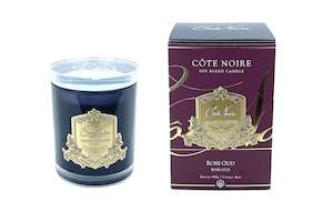 Cote Noire 450d Candle - Dark Vessel with Gold Badge - Rose Oud