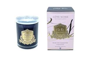 Cote Noire 450g Candle - Dark Vessel with Gold Badge - Charente Rose