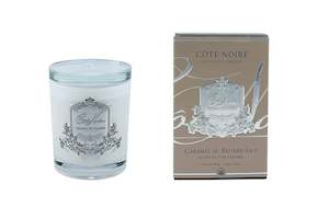 Cote Noire 450g Candle - White Vessel with Silver Badge - Salted Butter Caramel