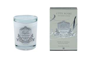 Cote Noire 450 Candle - White Vessel with Silver Badge - Winter in the Chateau