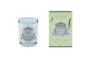 Cote Noire 450g Candle - White Vessel with Silver Badge - Persian Lime and Tangerine