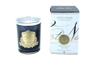 Cote Noire 185g Candle - Dark Vessel with Gold Badge - Lily Flower