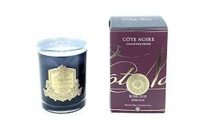 Cote Noire 185g Candle - Dark Glass with Gold Badge - Rose Oud