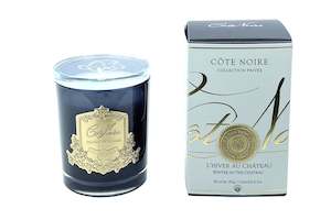 Cote Noire 185g Candle - Dark Vessel with Gold Badge - Winter in the Chateau