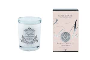 Cote Noire  185g Candle - White Vessel with Silver Badge - Charente Rose