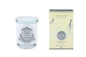 Cote Noire 185g Candle - White Vessel with Silver Badge  - Summer Pear