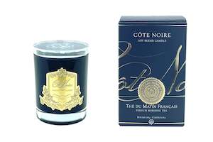 Cote Noire 185g Candle - Dark Vessel with Gold Badge - French Morning Tea