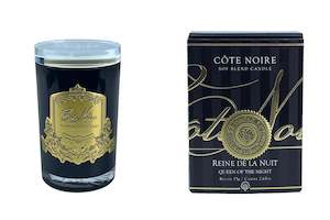 Cote Noire 75g Candle - Dark Vessel with Gold Badge - Queen of the Night