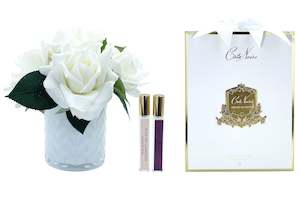 Cote Noire Herringbone Flower White - White Roses - HCF05