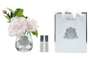 Tea Rose: Cote Noire Tea Rose Bouquet - Clear Tear Drop Glass - French Pink - TR06