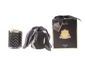 Cote Noire Queen of the Night scented Herringbone Candle - Black & Gold - Red Be…