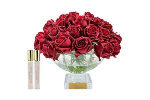 Cote Noire Luxury Centrepiece 37 Rose Bud Bouquet - Red & Gold Badge CPRB04