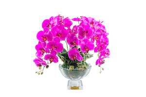 Cote Noire Luxury Centrepiece Orchid Bouquet - Fuchsia & Gold badge - CP009