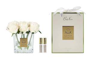 ** LIMITED ** Cote Noire Couture 9 Rose Buds - Square Clear Vase Gold & Pink Blush - SVC902